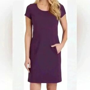 Duluth Sheath Dress Purple Cap Sleeve Front Pocket Pullover Round Neck XL